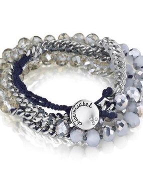 Chloe + Isabel Silver and Navy Beaded Layered Bracelet